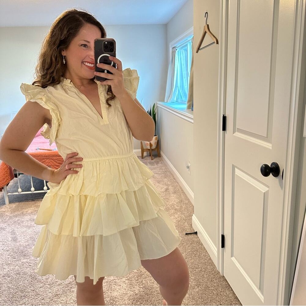 Ulla Johnson Cream Ruffled Tiered Cotton Mini Dress 10 - Picture 3 of 11